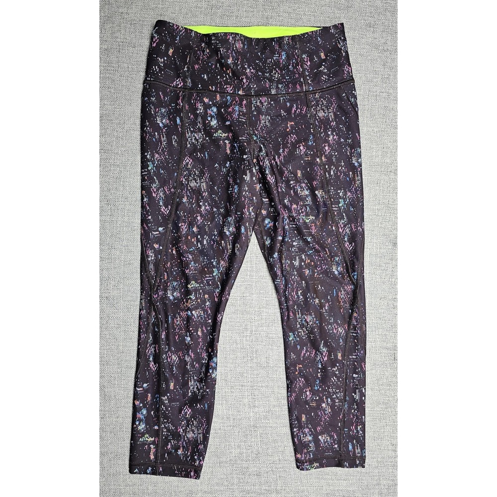 Athleta Leggings Womens Small Black‎ Lightning City Lights Capri Yoga Running